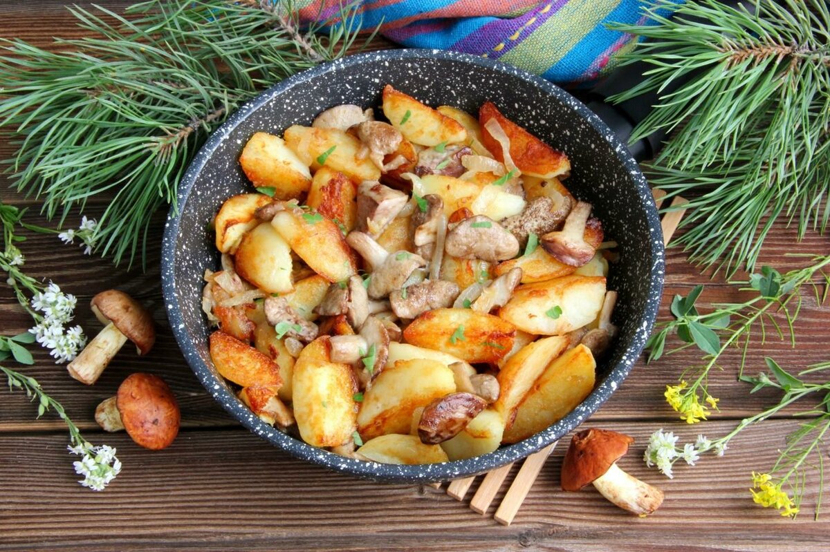 Картофель Жареный с Лесными Грибами